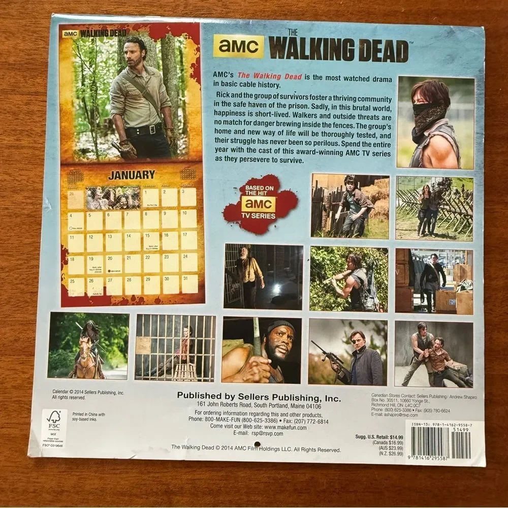 AMC The Walking Dead 2015 16-month Wall Calendar 12” x 12”